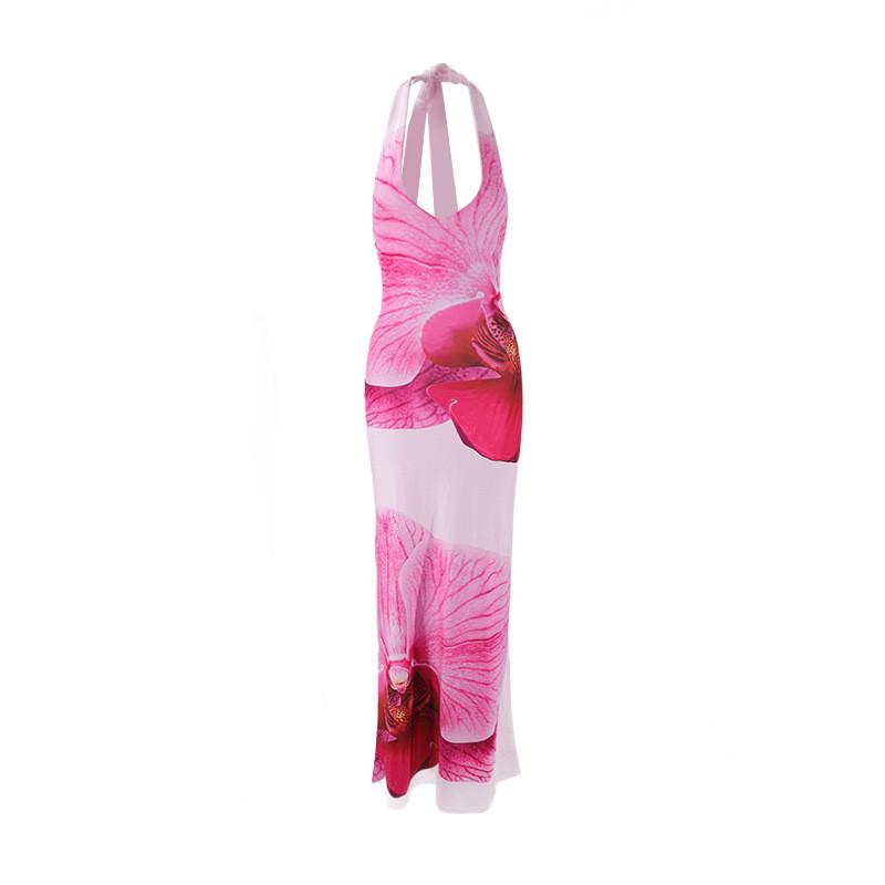 Milk Silk Flower Print Sleeveless Bandage Dress For Summer Casuals