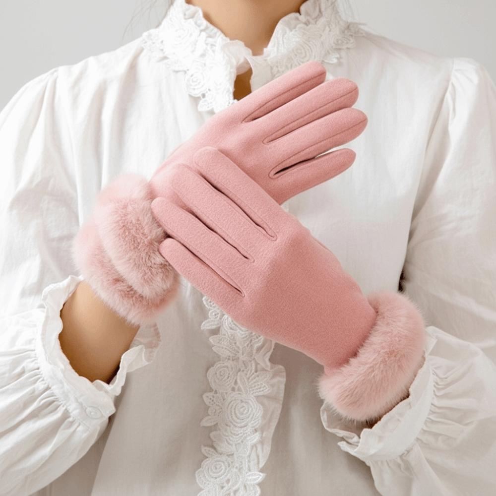 Solid Color Suede Gloves Cycling Mittens Fashion Women Winter Gloves Autumn/Winter