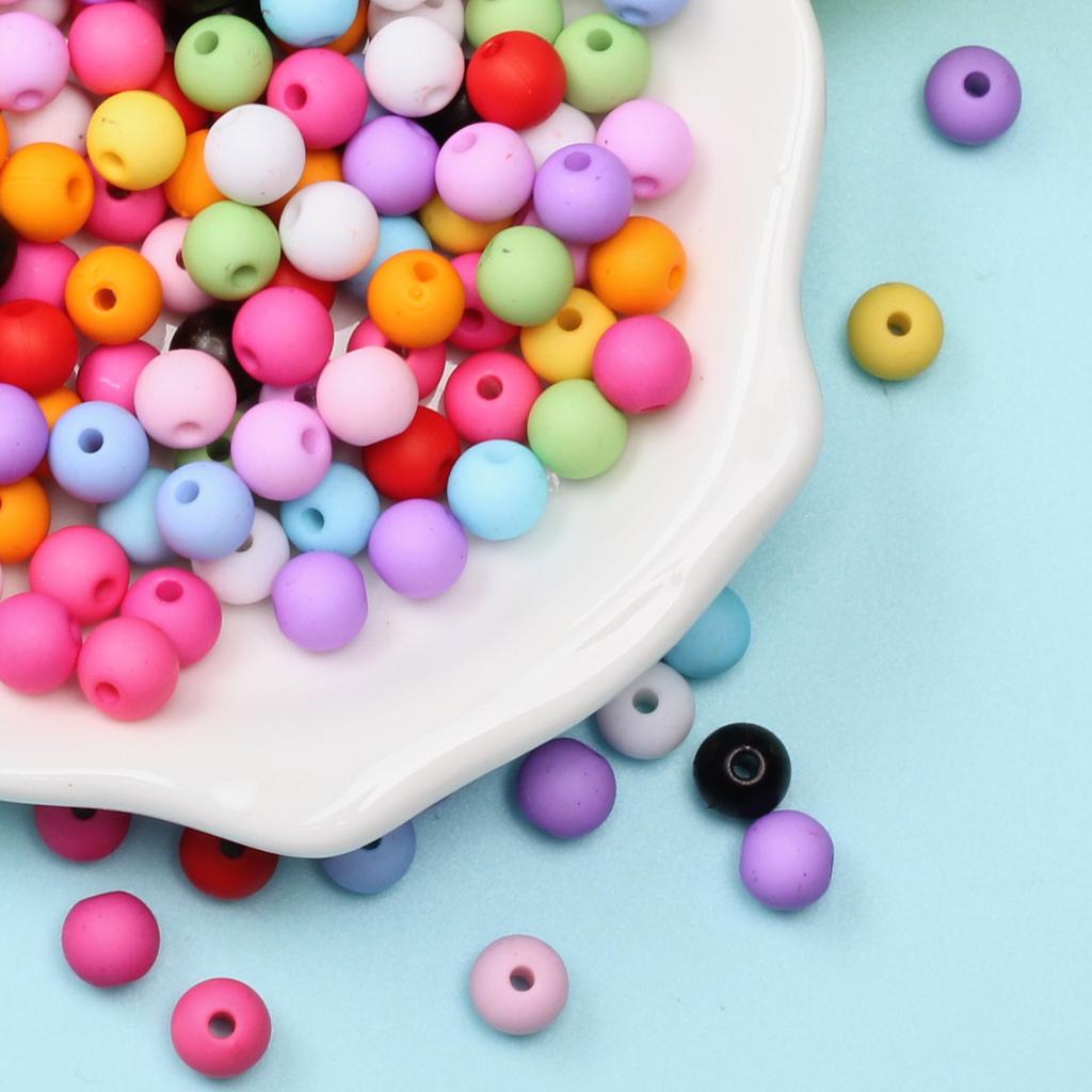 200 ks 6 mm barevné akrylové matné kulaté korálky řemeslné korálky korálky smíšené barvy pro výrobu šperků DIY náhrdelník náramek