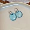 New blue flower fringed earrings, fresh niche design studs, women's summer vacation earrings