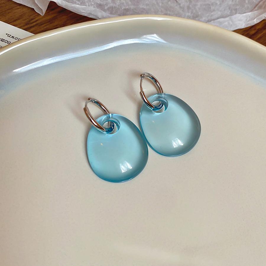 New blue flower fringed earrings, fresh niche design studs, women's summer vacation earrings