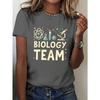Short-Sleeve Crew Neck Casual Top Featuring A Microscope and Biology Team Theme, Perfect for Summer and Spring, Designed for Women