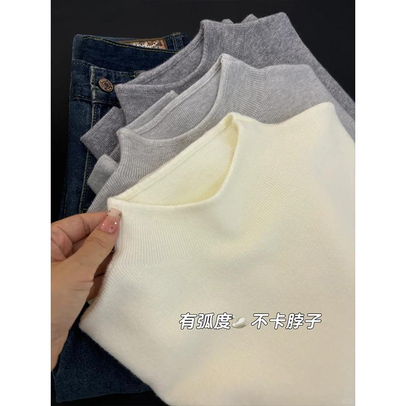 Soft waxy small stand-up collar simple inner top versatile sweater spring basic knitted bottoming shirt women