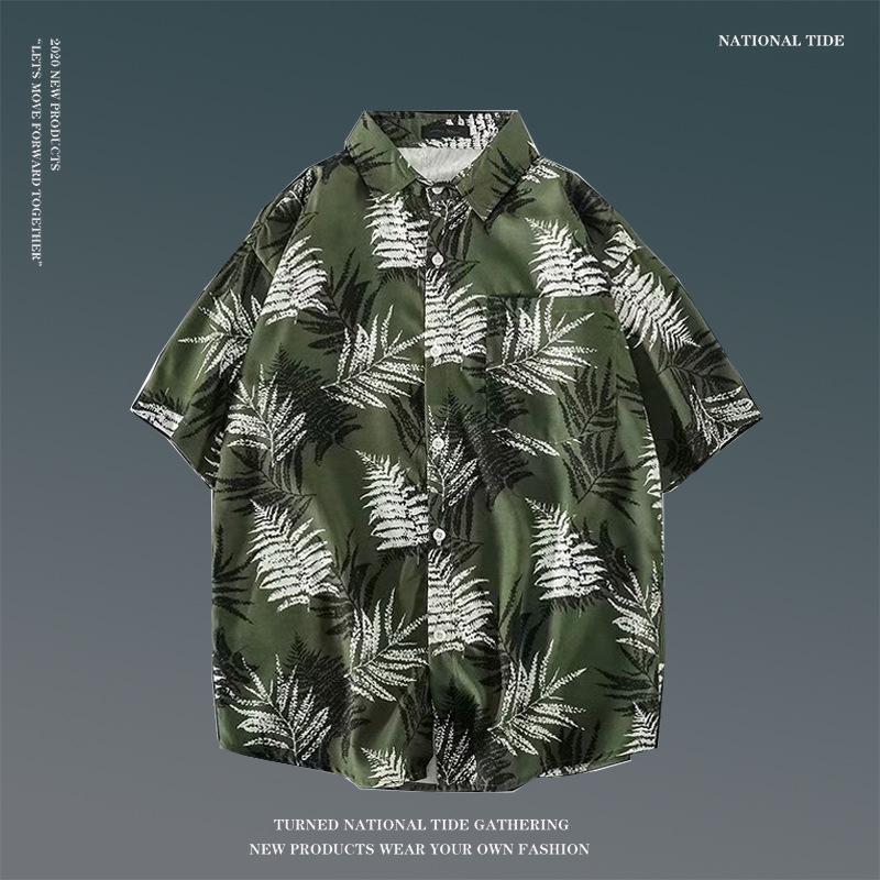 Japanese Hong Kong-Style Floral Hawaiian Shirt - Unisex Summer Short-Sleeve Retro Beachwear