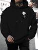 Unisex Black Tropical Palm Tree & Letter Print Hooded Sweatshirt - Casual Pullover with Kangaroo Pocket, Stretch Fabric, Machine Washable - Fall Winte