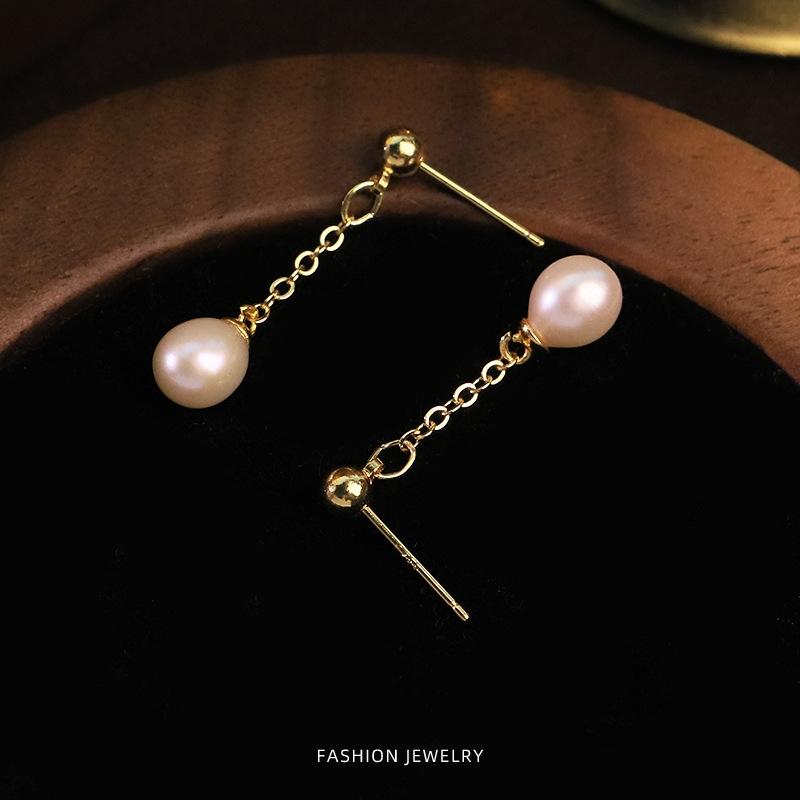 Long Chain Tassel Design Natural Freshwater Pearl Drop Earrings S925 Silver Needle Luxury Women Pearl Jewelry