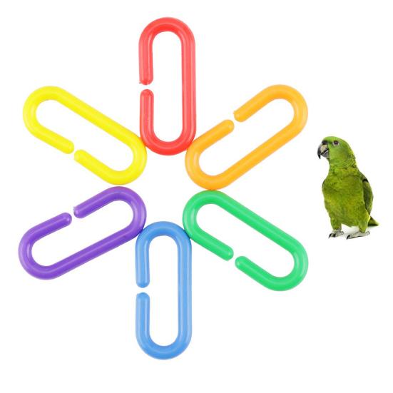 100/400Pcs Plastic Parrot Parakeet Bird Non-toxic C-clips Hooks Chain Chew Toys