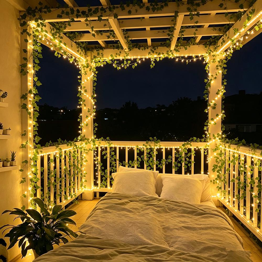 Fairy LED String Lights Maple Leaf Red Berry Ivy Vine Wreath Garland Light For Xmas Wedding Home Courtyard Indoor Party Romantic Atmosphere Decoration