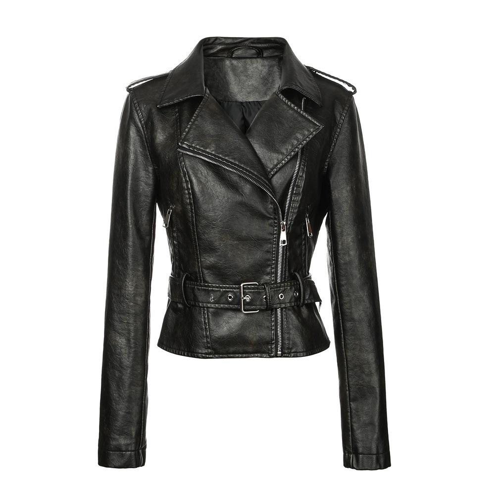 Locomotive cross-border women`s PU leather jacket