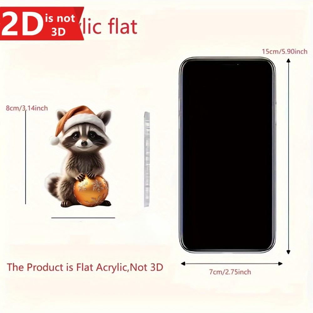 2D Christmas Raccoon Pendant with Hat for Bags and Car Interiors. A Uniquely Charming Festive Decor.