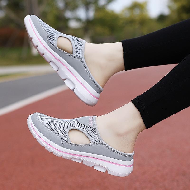Große Freizeitschuhe Halbschale Damenschuhe Einzelne Schuhe Plateau Ein-Pedal-Sandalen Netz Ultra-Leicht Atmungsaktiv Paare Schuhe