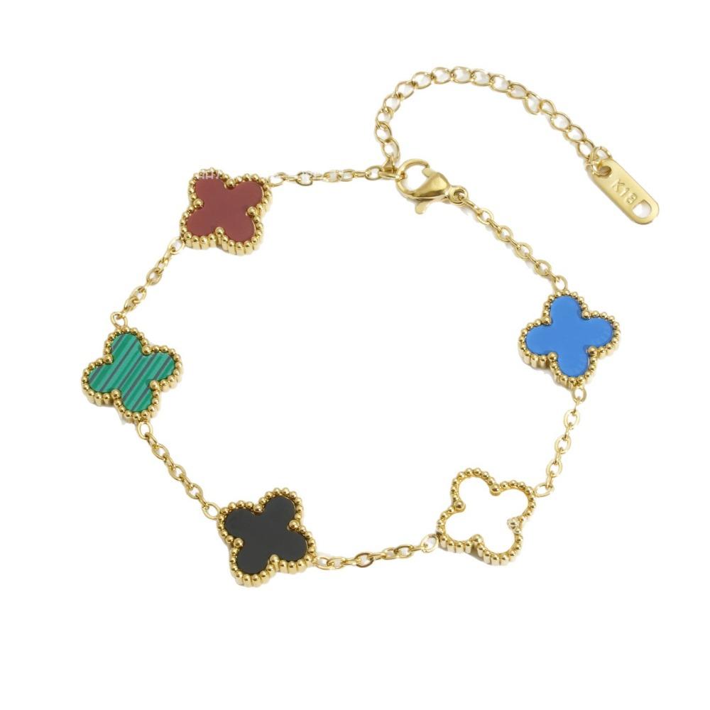 Kleeanhänger 18K Damenarmband Ein modisches und trendiges Glücks-Kleeanhänger-Armband
