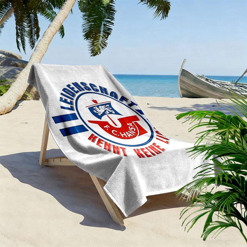 FC Hansa Print Strandtuch, Großes Weiches Schnelltrocknendes Handtuch für Strand Camping Schwimmen