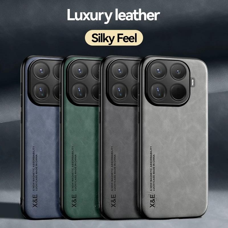 Luxury Busines Lambskin Skin-friendly Leather Case For Xiaomi 15 14 13 Ultra T/Pro Soft Silicone Border Shockproof Protect Cover