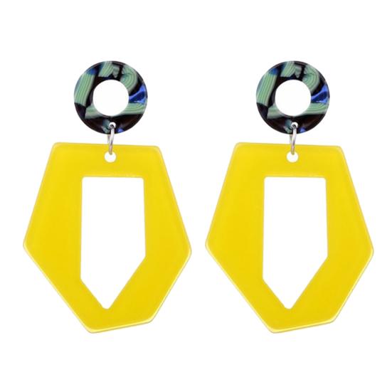 Circle Hollow Hexagon Acrylic Long Dangle Women Stud Earrings Jewelry