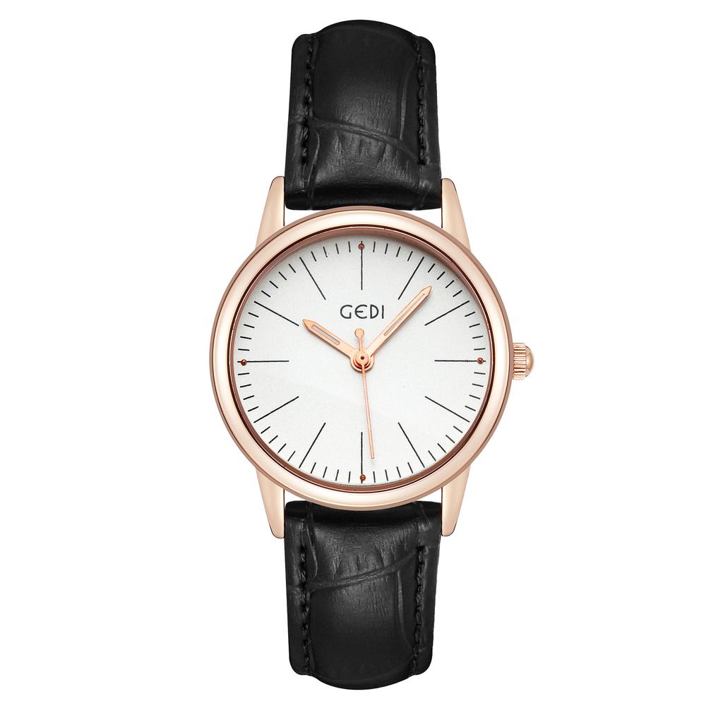 Simple And High-Value Women'S Watch, High-End Leather Bamboo Strap Watch, Women'S Quartz Watch
