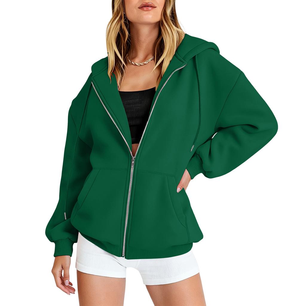 Women’s Loose Fit Zip Up Cardigan Hoodie Casual Long Sleeve Relaxed Style Outerwear for Fall and Spring