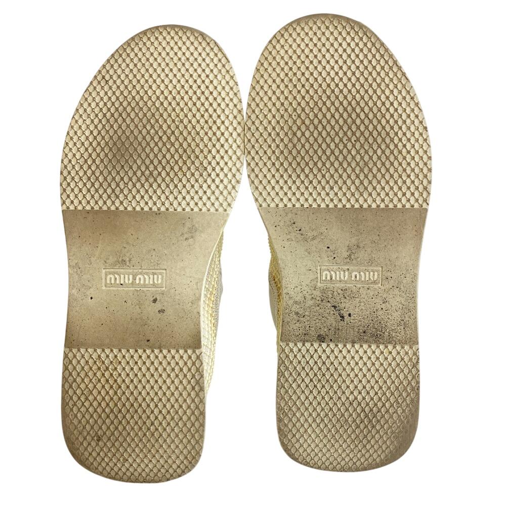 MIUMIU Síťované gumové nazouváky Bijoux Slonová kost guma Dámské Použité