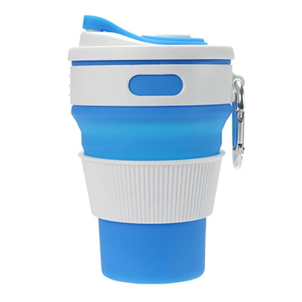 Folding Silicone Cup With Carabiner Portable Telescopic Drinking Collapsible Coffee Cup Multi-function Foldable Mug For Travel