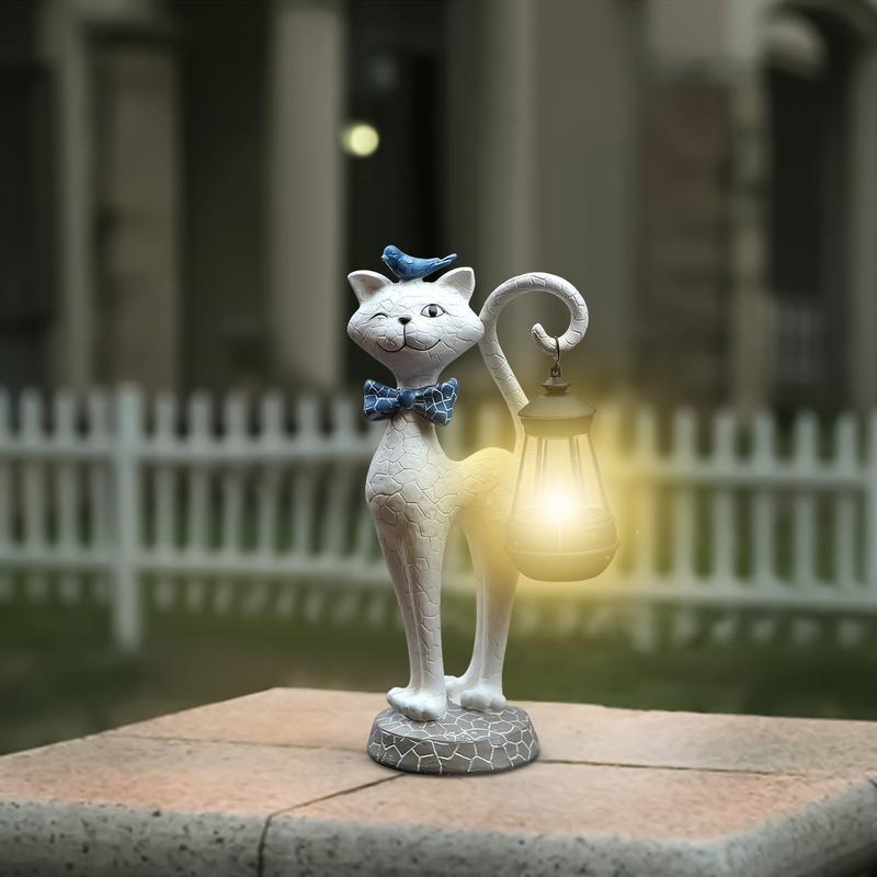 Funny Solar Cat Garden Light Resin Outdoor Lantern Animal Yard Lamp Charming Creative Cat Decor for Yard Lawn Patio