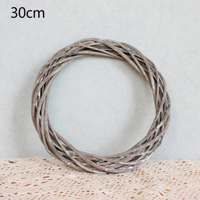 

Christmas Rattan Ring Wreath Wicker Vine Garland Hanging Wedding Grey Wreath Kindergarten Photography Decoration 30cm