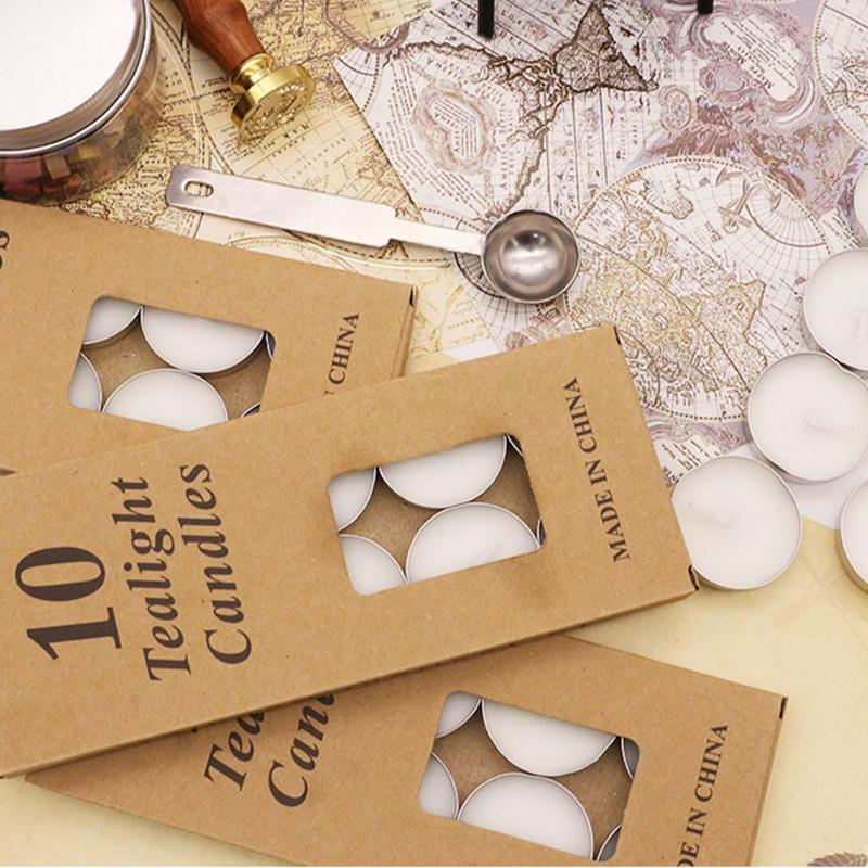 10Pcs Unscented Natural Tea Wax Candle White Dripless Smokeless Small Candle for Weddings Christmas Kitchen Bedroom Decoration