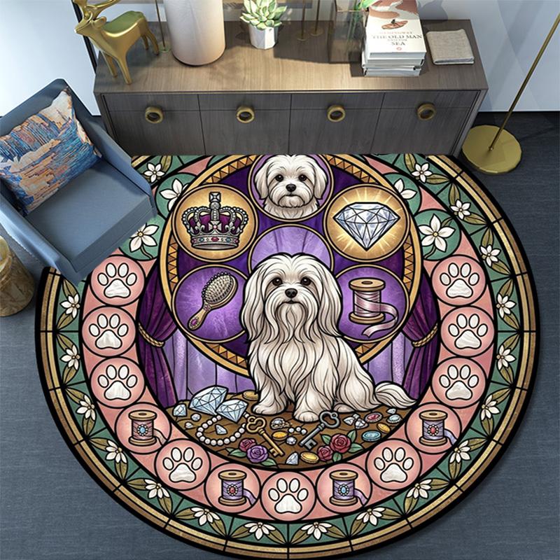 Boxer Dog Glass Round Area Rug Under Office Chairs Bedroom Living Room Home Decor