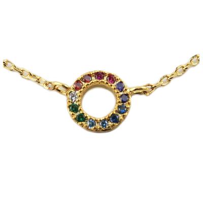 [R1398] - Handmade Multi-colored Gold 'Circle' Necklace - 6 Mm