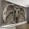 2D Grey Archangel Statue Tapestry Aesthetic Room Background Decor