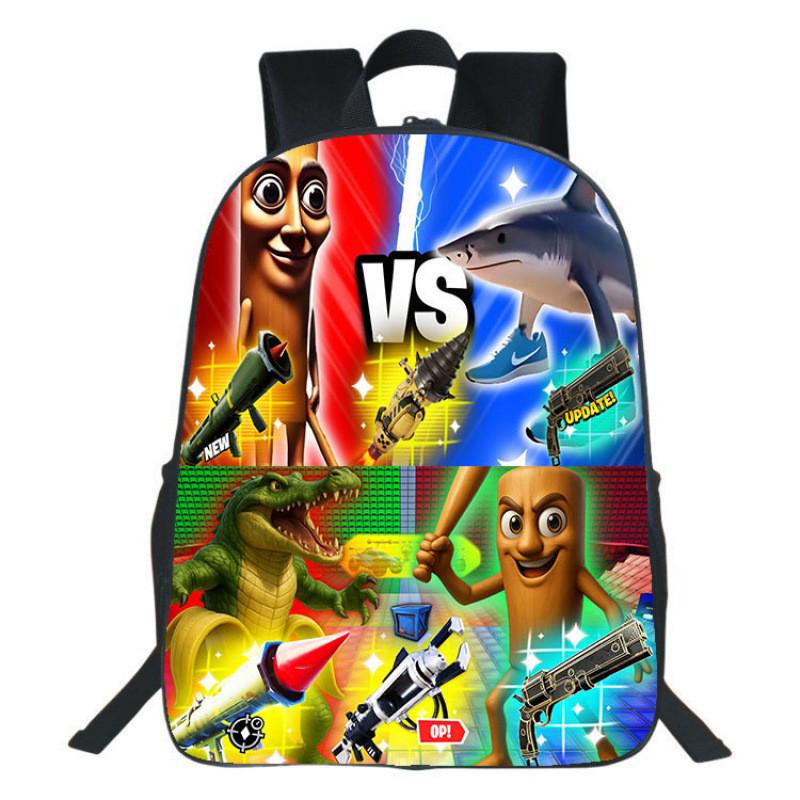 Backpack With Printed Cartoon Design For School Students