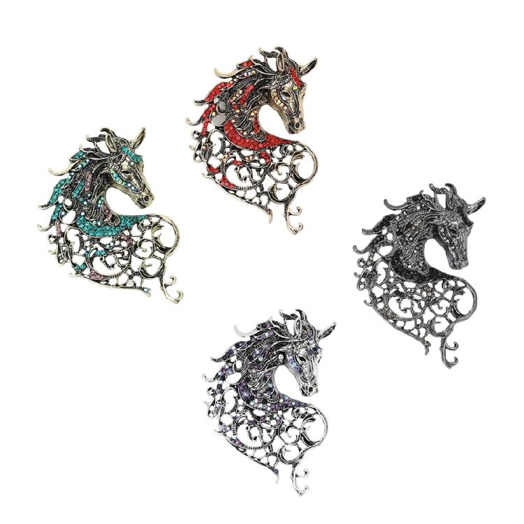 Elegant Horse Shape Brooch Set In Assorted Colors Sturdy Alloy Jewelry Metal Horse Pin for Women Men Gift