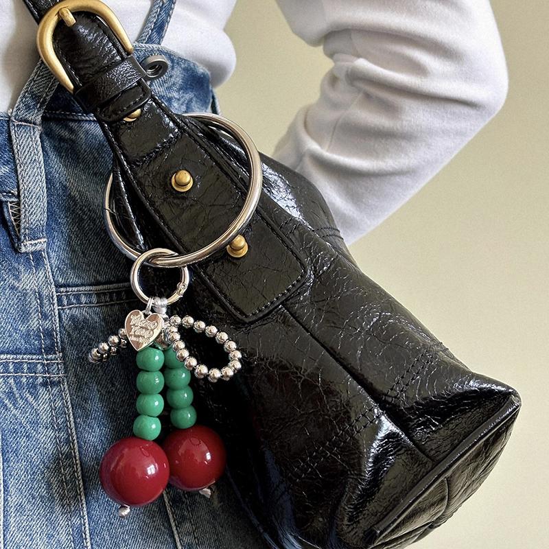 Bow Cherry Keychains Backpack Pendant Creative Phone Case Key Chain Couple Backpack Pendant Gifts