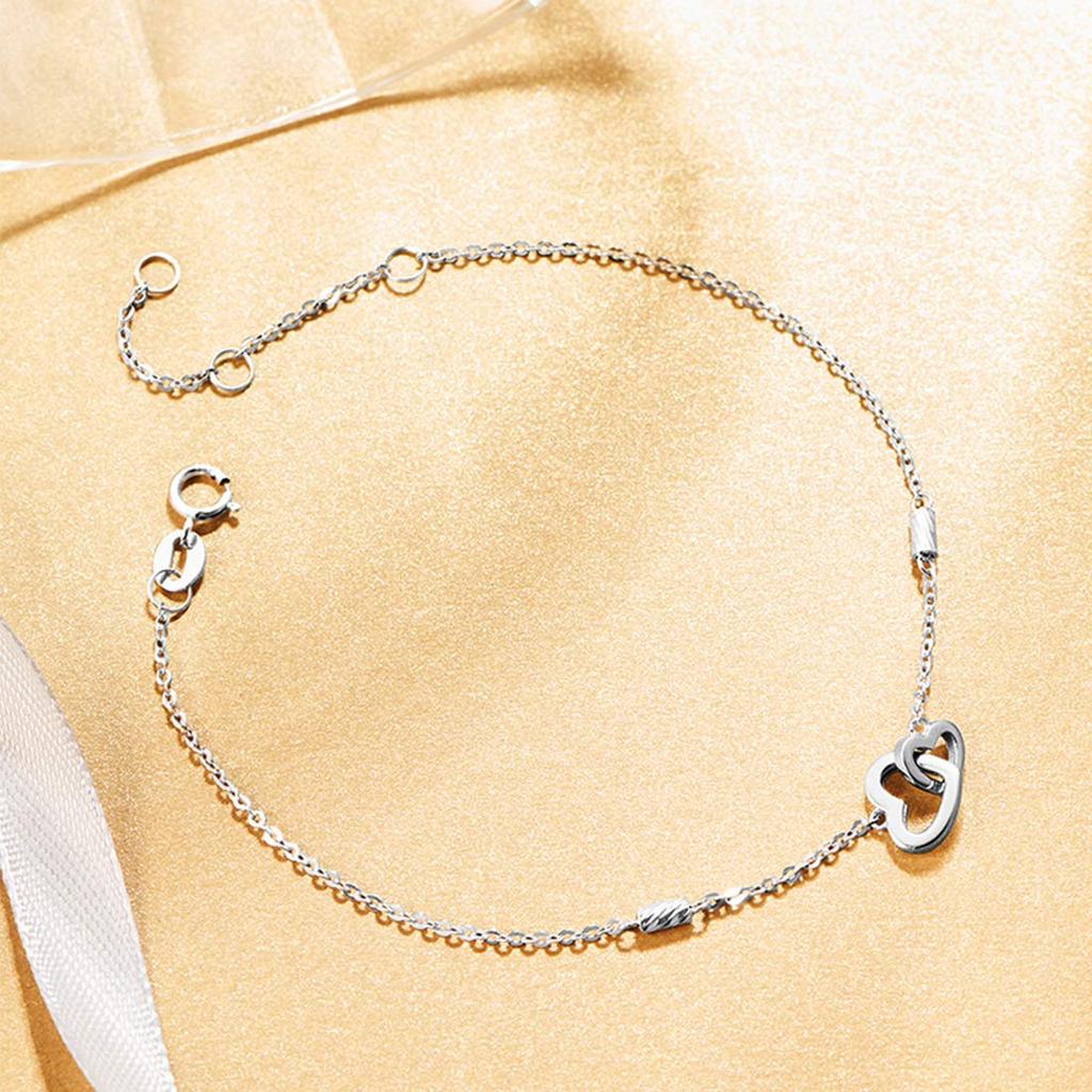 FANCIME Platinum Bracelet for Heart Double Gift Wrapping Included Women, Pendant, Loop, Pt950, Mother's Day, Christmas, Birthday, Anniversary,