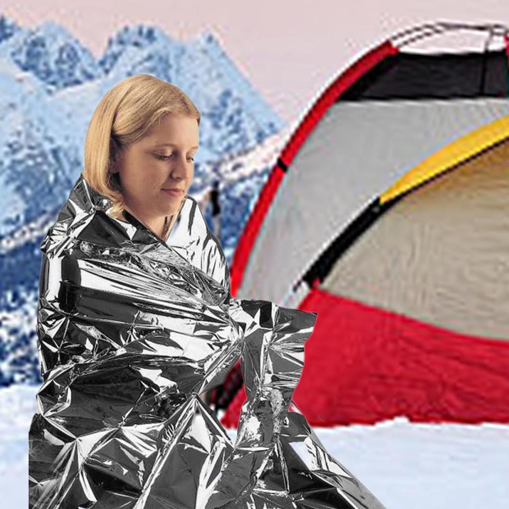 160x210cm Koc Ratunkowy Złoto-Srebrny na Zewnątrz Awaryjny Wodoodporny Zasłona Termiczna Folia do Pierwszej Pomocy Wojskowa