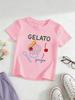 Aesthetic Gelato Dessert Graphic White Short Sleeve Tee Sweet Cherry Spoon Print Casual Kids T-shirt