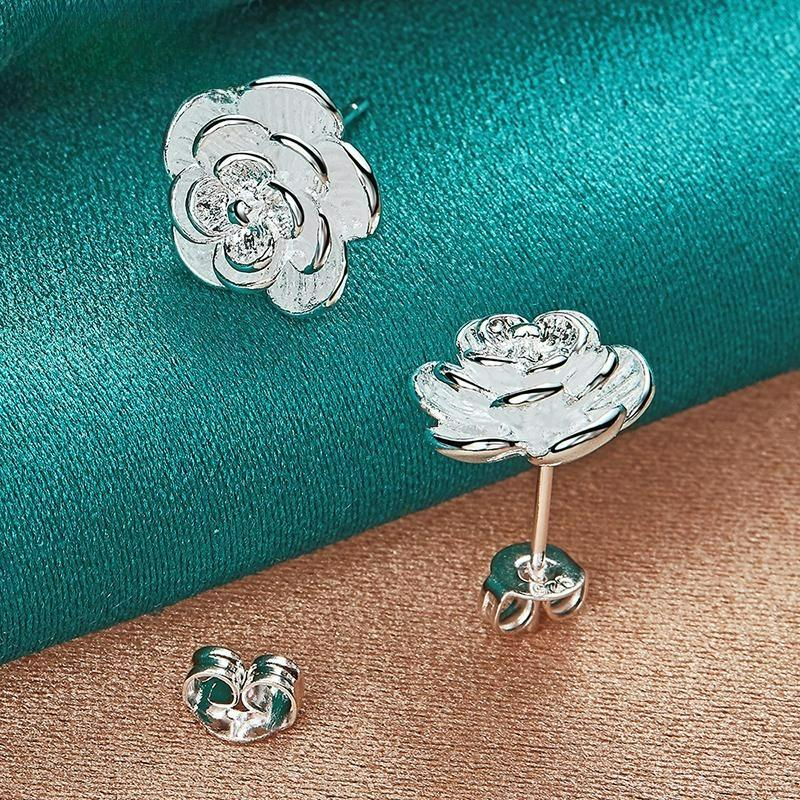 Silver Color Fashion Jewelry Flower Earrings