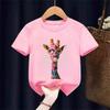 Y2k Giraffe with Gum Printed Short Sleeve T Shirts Animal Kids Childrens Tshirt Boys Girls Summer Spring Casual Top Tee Shirt