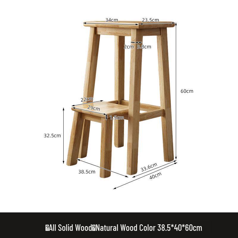 Retro Solid Wood Foldable Step Stool - Multi-functional Indoor Ladder & High Stool