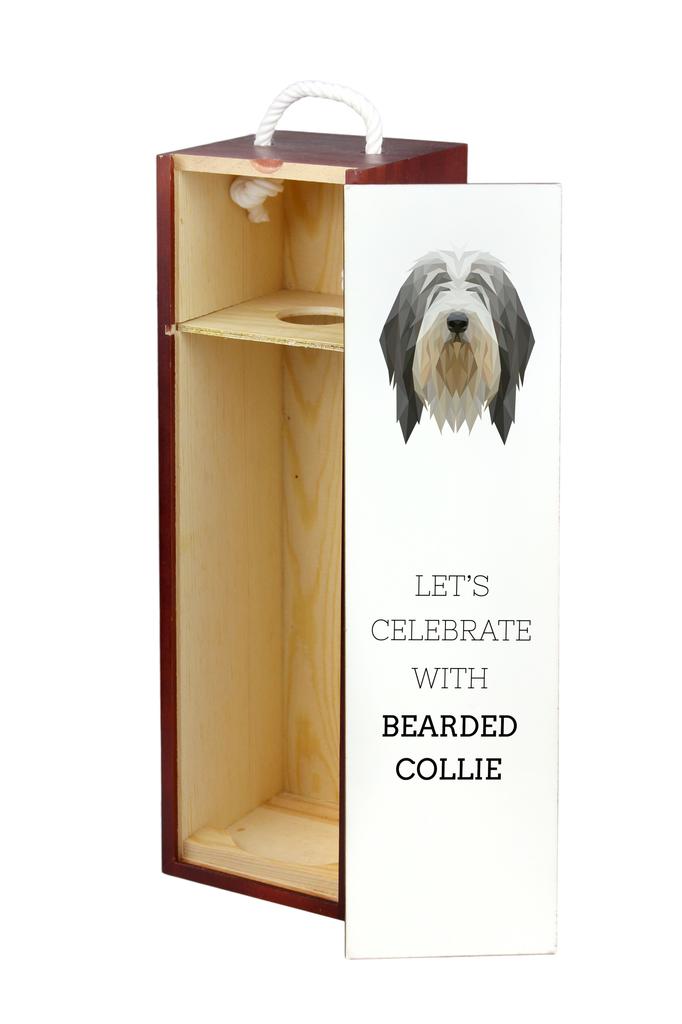 Bearded Collie, Highland Collie - Geometric Box With Photo And Inscription For Wine Brand Art-Dog
