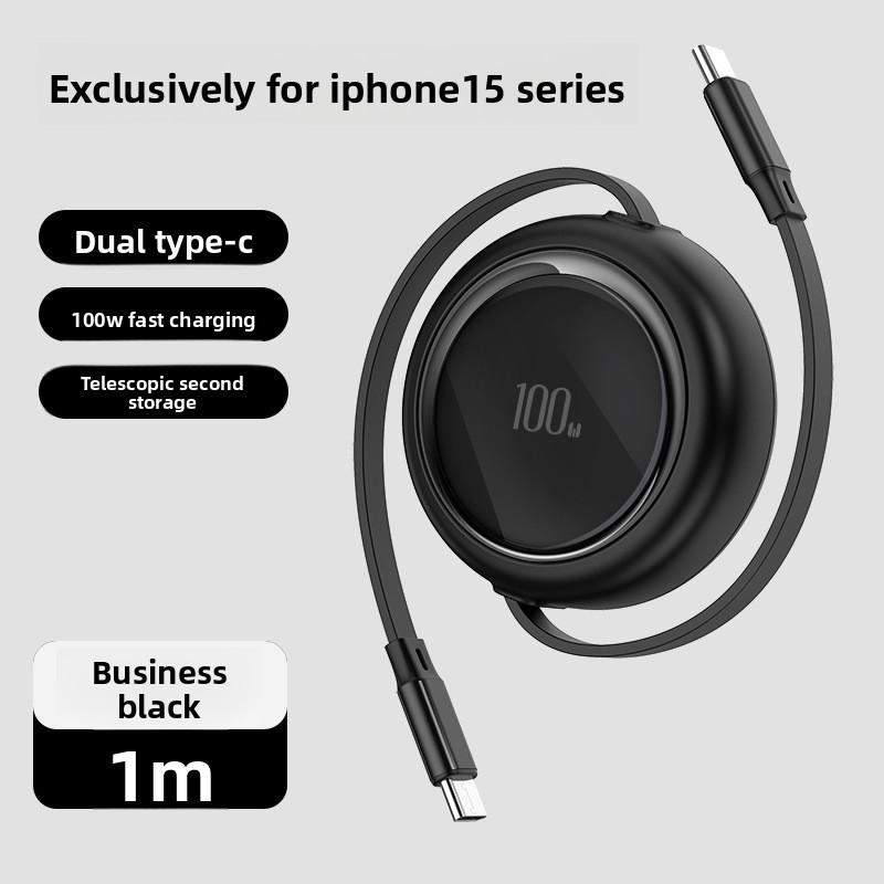 Apple Iphone 15 Lightning Typec Charging Cable With 100w Power And Retractable Design For Travel And Office