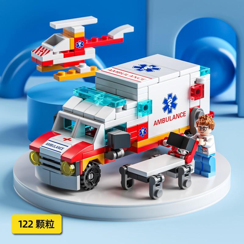 READY STOCK Mini 6 In 1 Building Blocks DIY Educational Play for Children Police Airplane&fire Truck&castle Model Building Blocks