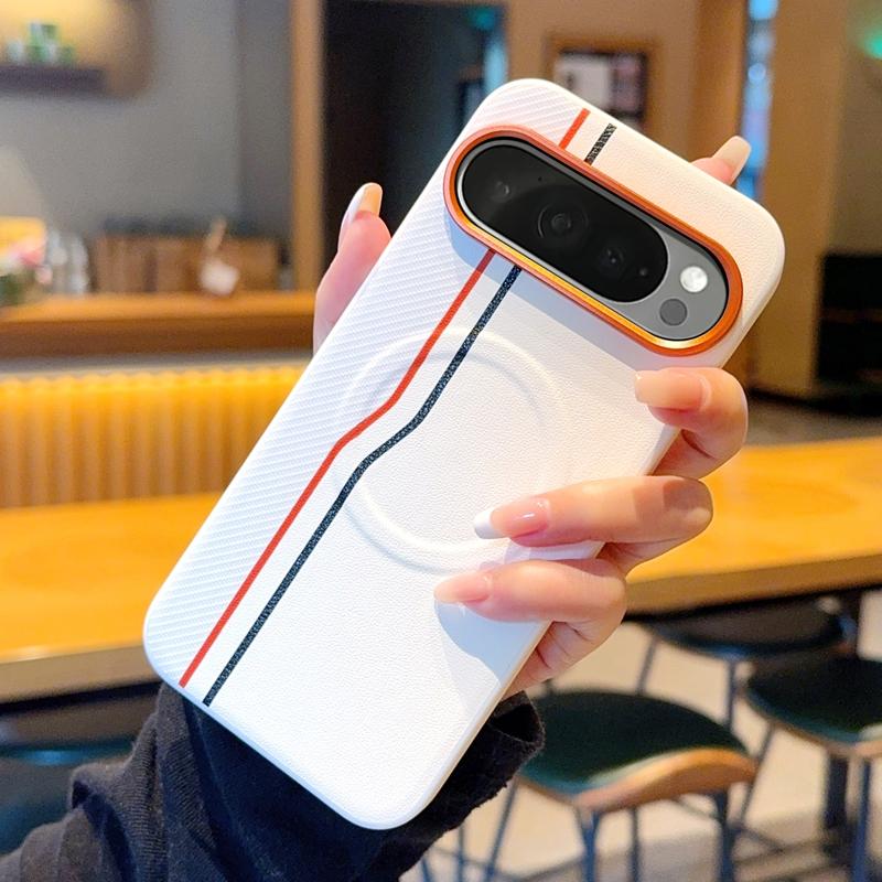 

For Google Pixel 9 Pro XL 9A Case Magnetic PU Leather Colored Splicing Ultra-thin Protective Cover for Pixel9 Pro Google Pixel 9 Pro XL