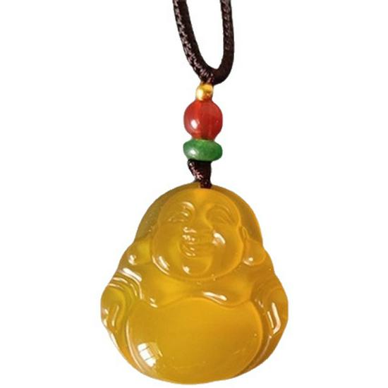 Agate Chalcedony Maitreya Buddha Pendant Necklace for Women - Multi-color Optional