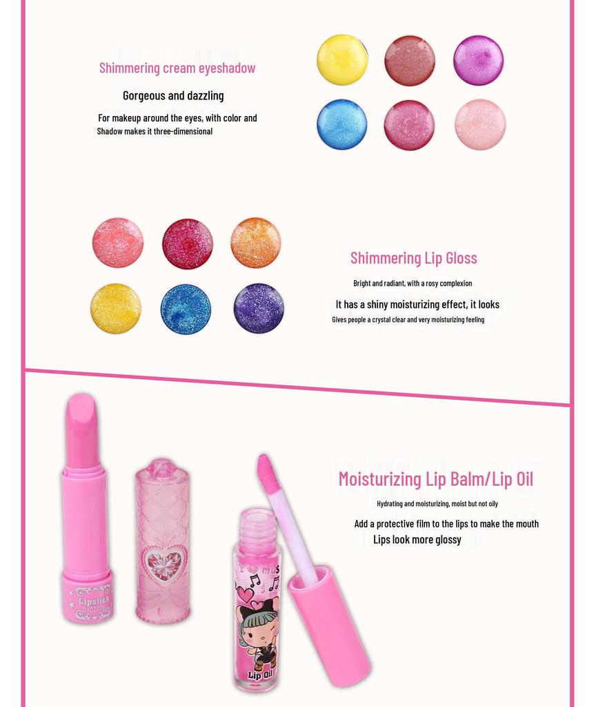 Jieyani Princess Makeup Set for Kids - Pretend Play Kit with Lipstick and Nail Polish