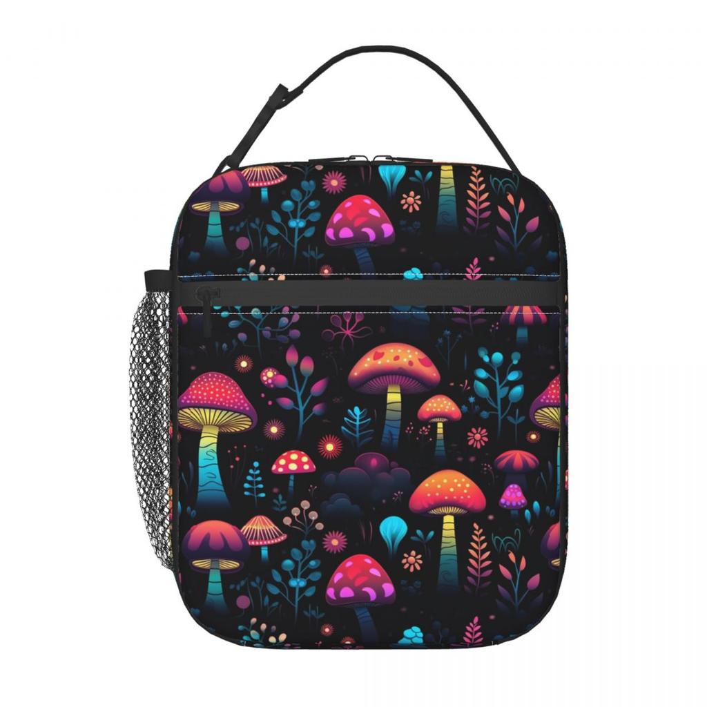Elf Mushroom Luminescence Pattern Insulated Lunch Bag for Women Kids Leakproof Food Boxes Thermal Lunch Box Tote