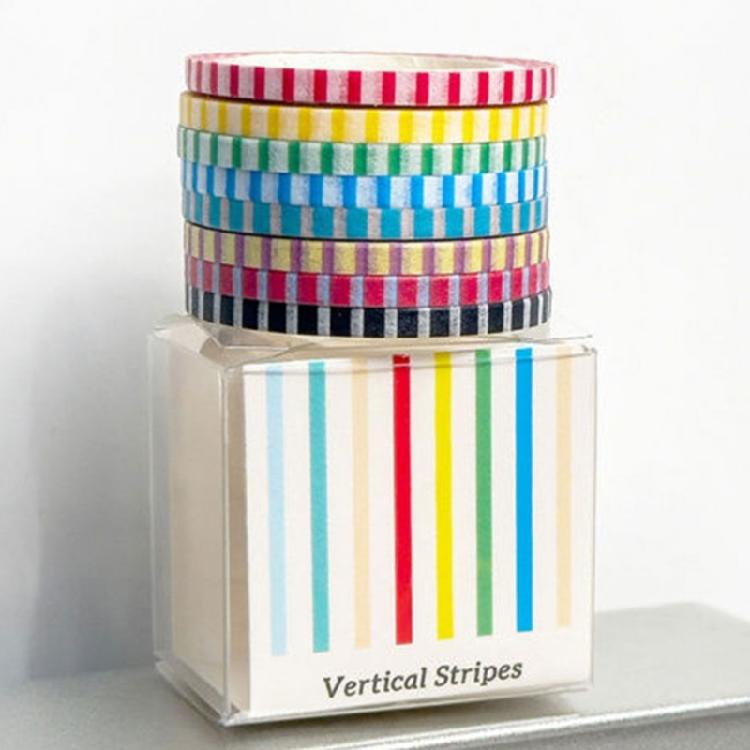 8Rolls Decorative Paper Tapes 3mmX5m Dot Striped Pattern Adhesive Tape For ScrapbookingJournal Planner Photo Album