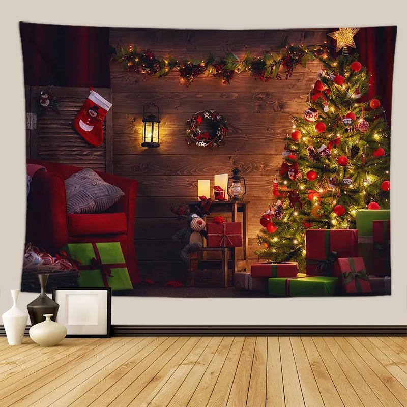 Arazzo per albero di Natale, regalo di Natale, caminetto, decorazione natalizia per la fattoria, coperta da cucina, decorazione da parete Feliz Navidad
