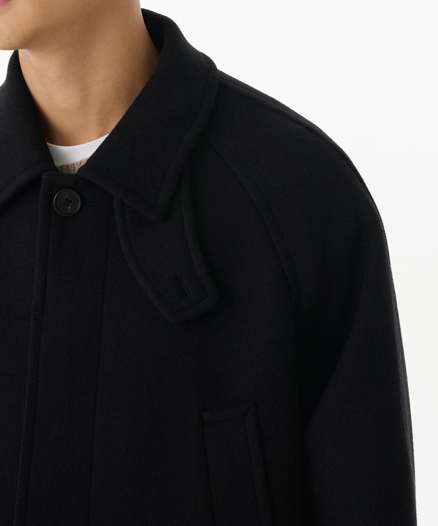 Musinsa Standard Wool Blend Oversized Muff Balmacaan Coat [Black]