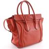 Celine Luggage Handbag Micro Shopper Red/Orange Leather Women Used