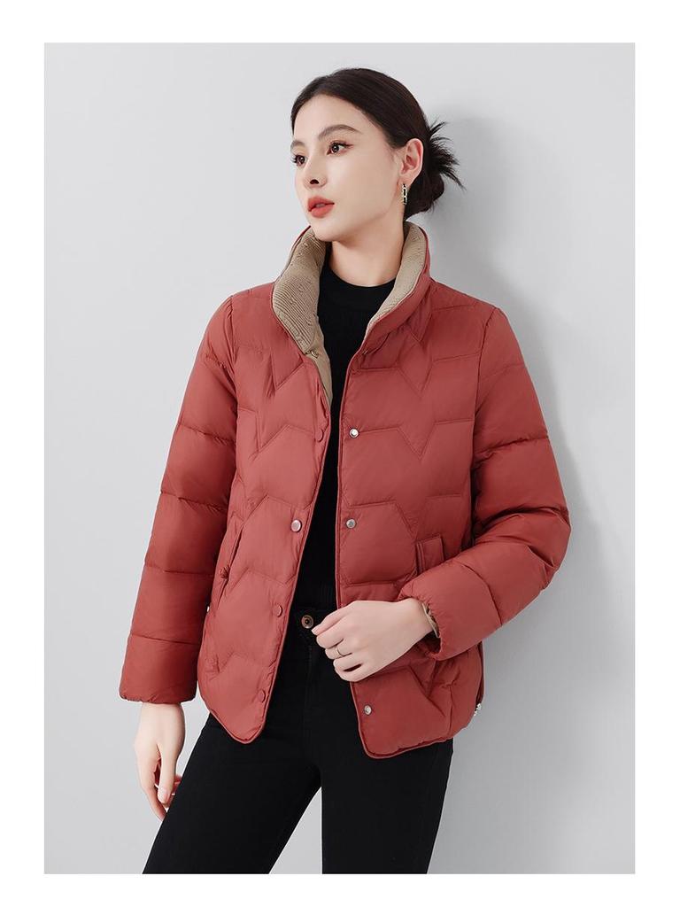 Women's Short Lightweight Down Jacket - Fashionable Turn-Down Collar, Duck Down, 2025 Korean Style, Warm Outerwear
